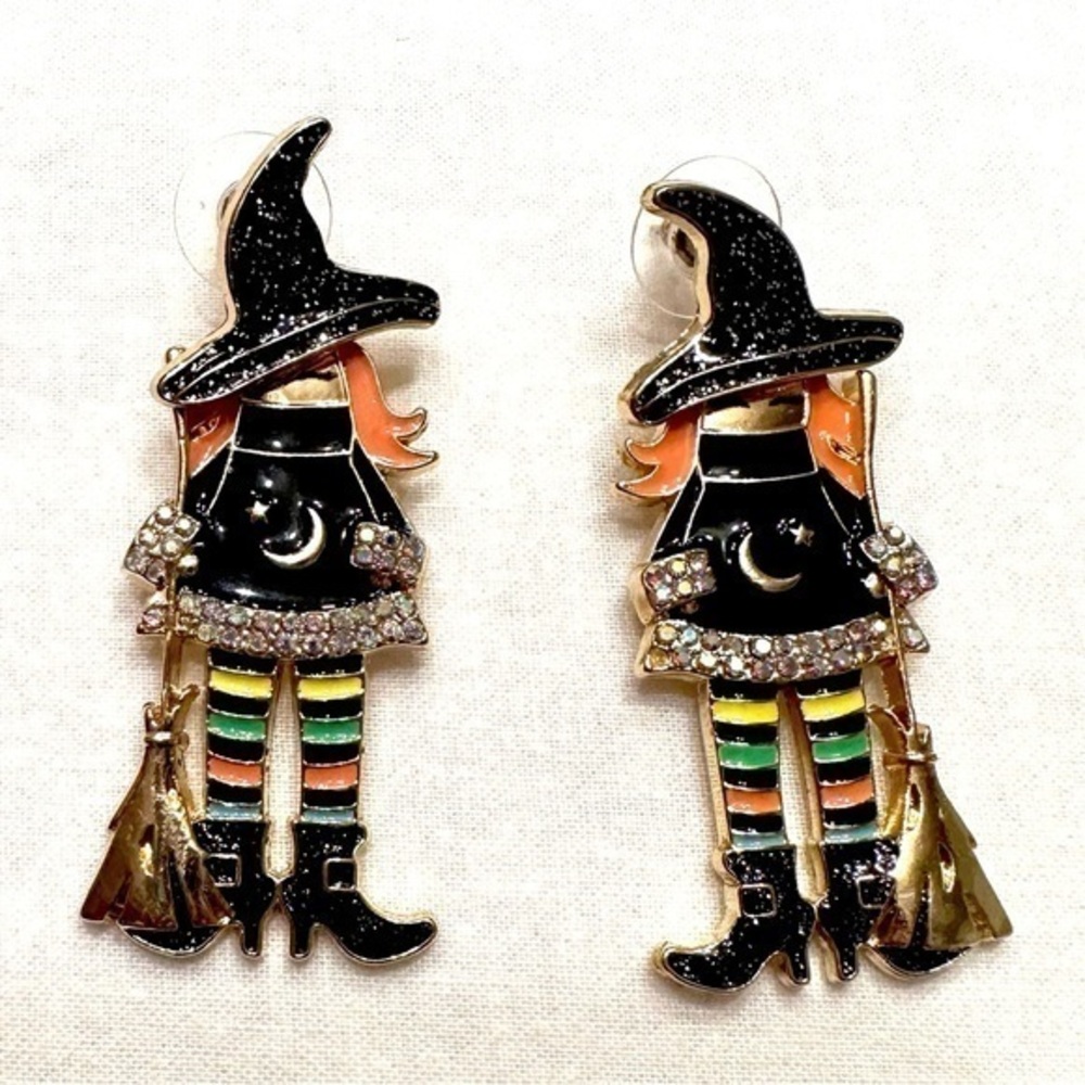 Witch Earrings with Striped Legs